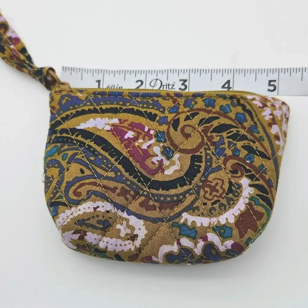 Vera Bradley Quilted Fabric Paisley Coin Purse Zip 5x3" - Picture 6 of 6